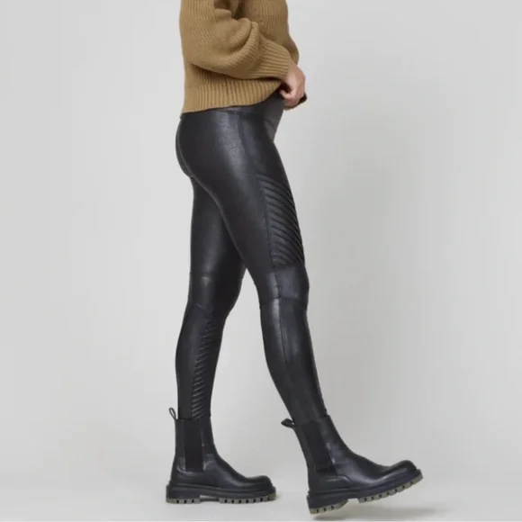SPANX Faux Leather Moto High Waisted Leggings Slimming Pants Women's Size XL - Picture 5 of 16